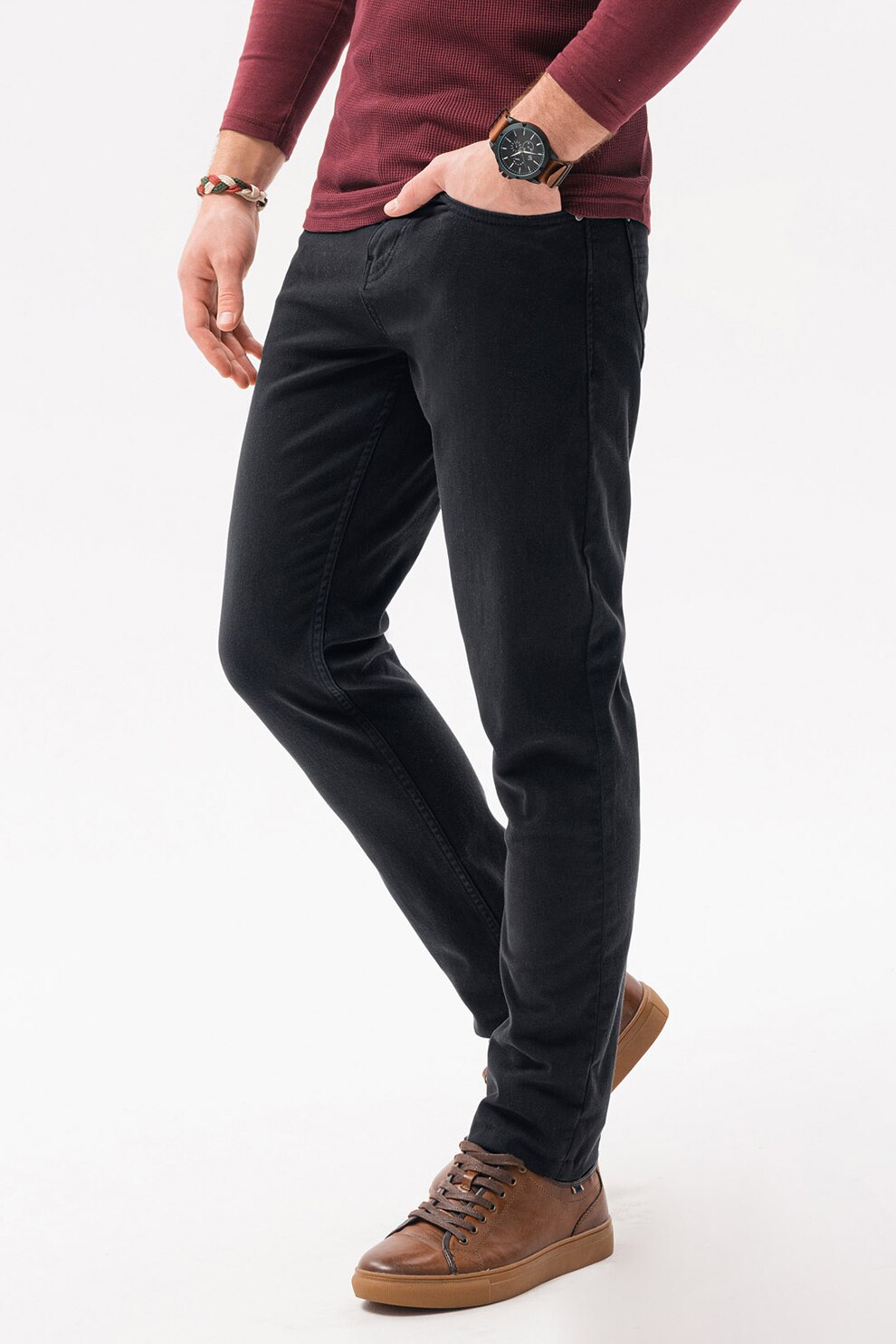 OMBRE, Pantaloni regular fit, Negru