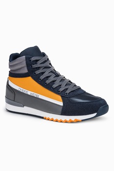 OMBRE, Pantofi sport mid-cut cu model colorblock, Bleumarin