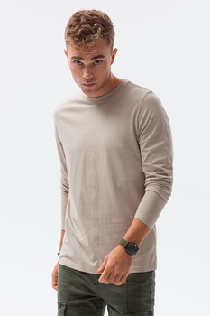 OMBRE, Bluza din bumbac cu decolteu la baza gatului, Maro nisip OMBRE, Bluza din bumbac cu decolteu la baza gatului, Maro nisip