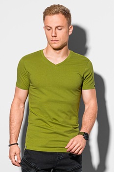 OMBRE, Tricou cu decolteu in V, Verde oliv OMBRE, Tricou cu decolteu in V, Verde oliv