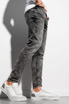 OMBRE, Blugi regular fit cu aspect decolorat, Gri inchis OMBRE, Blugi regular fit cu aspect decolorat, Gri inchis