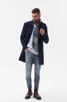 OMBRE, Palton lung cu nasturi, Bleumarin OMBRE, Palton lung cu nasturi, Bleumarin