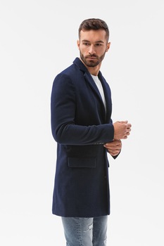 OMBRE, Palton cu revere decupate si buzunare, Bleumarin OMBRE, Palton cu revere decupate si buzunare, Bleumarin