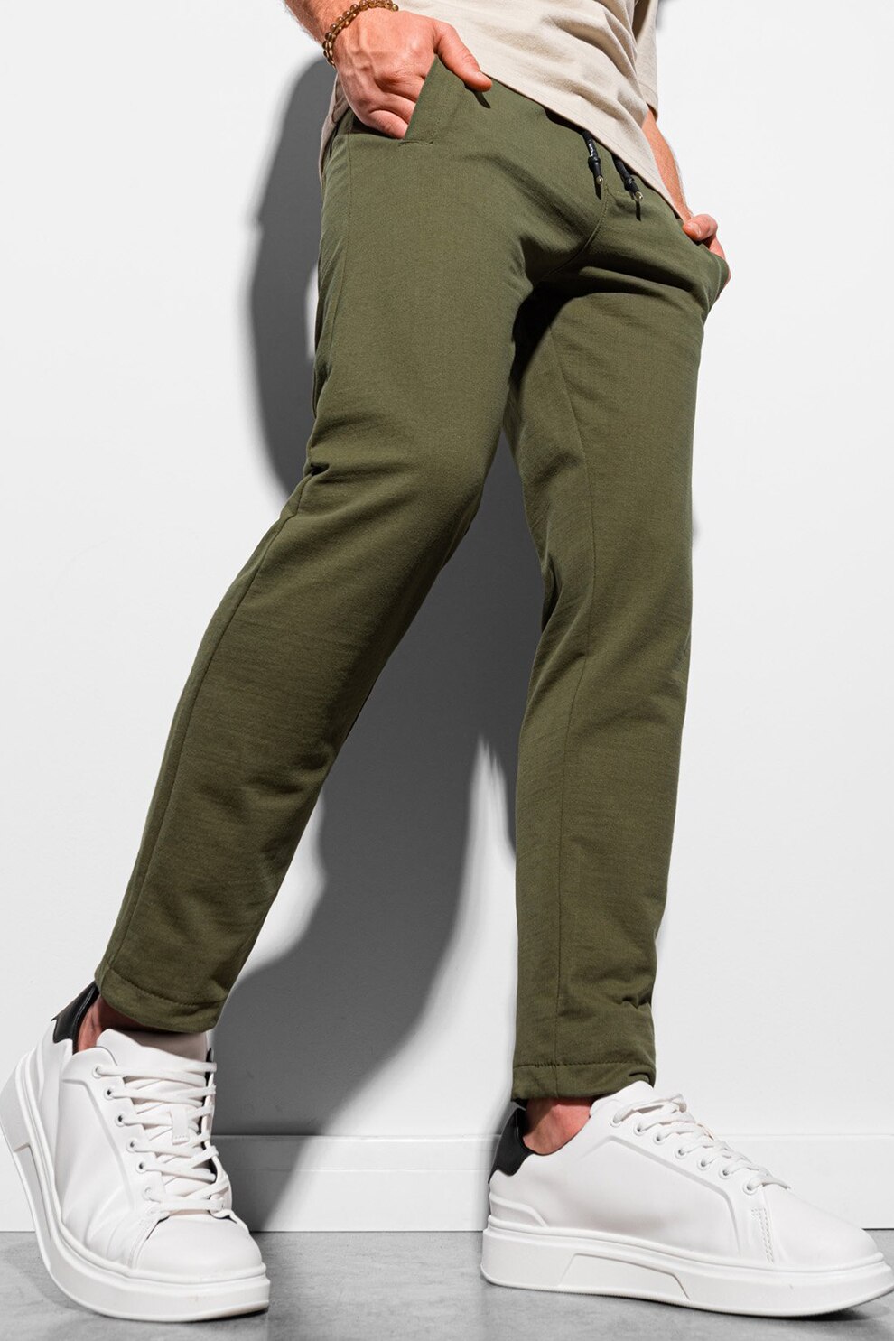 OMBRE, Pantaloni sport cu talie ajustabila, Verde militar