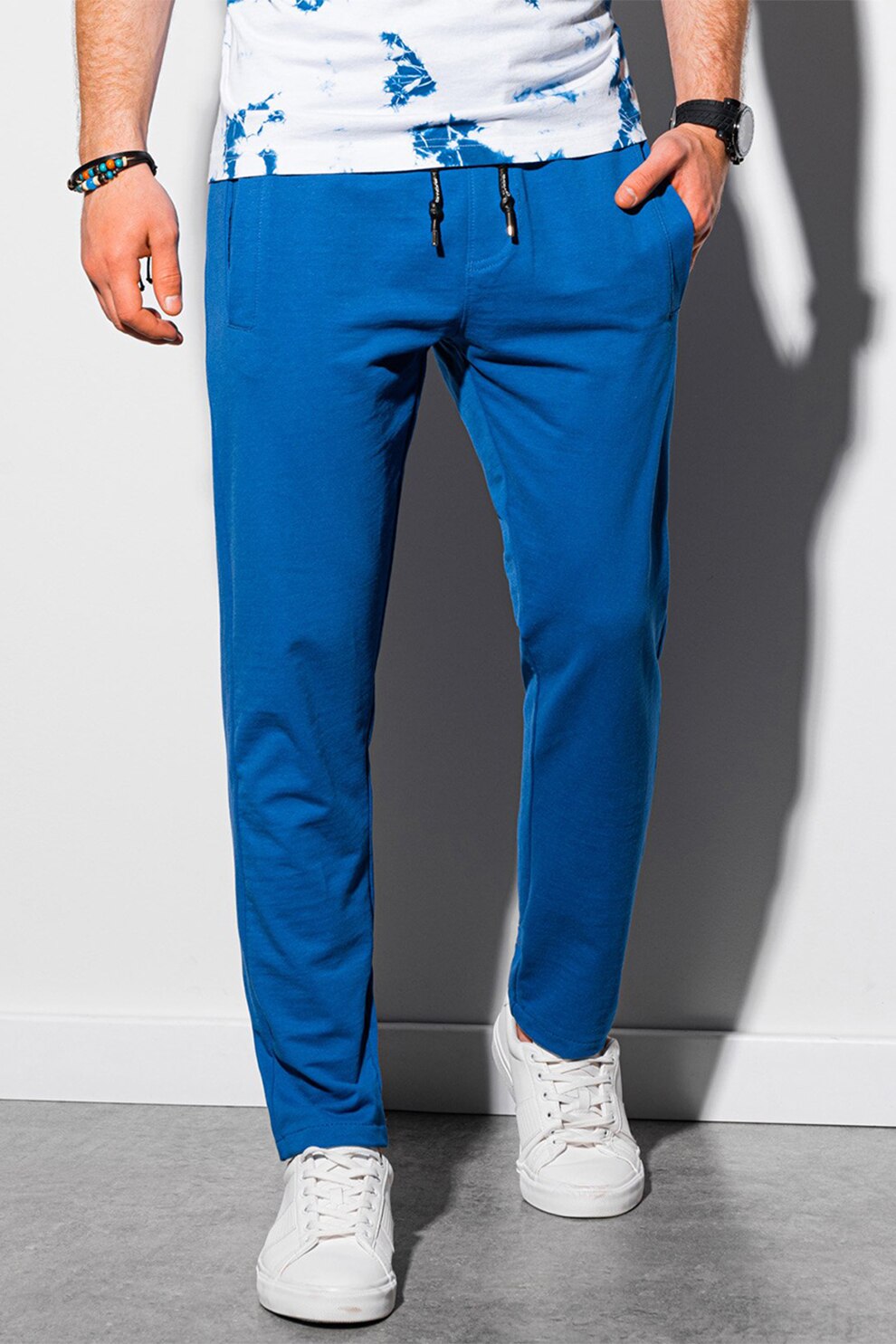 OMBRE, Pantaloni sport cu talie ajustabila, Albastru royal