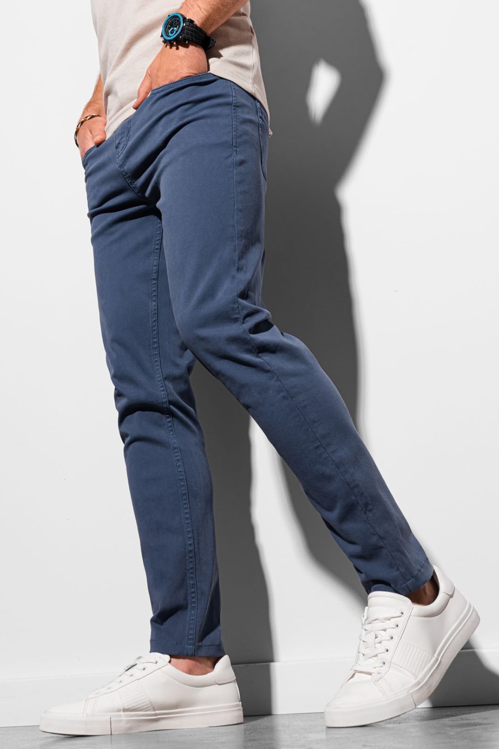 OMBRE, Pantaloni cu croiala dreapta, Albastru inchis