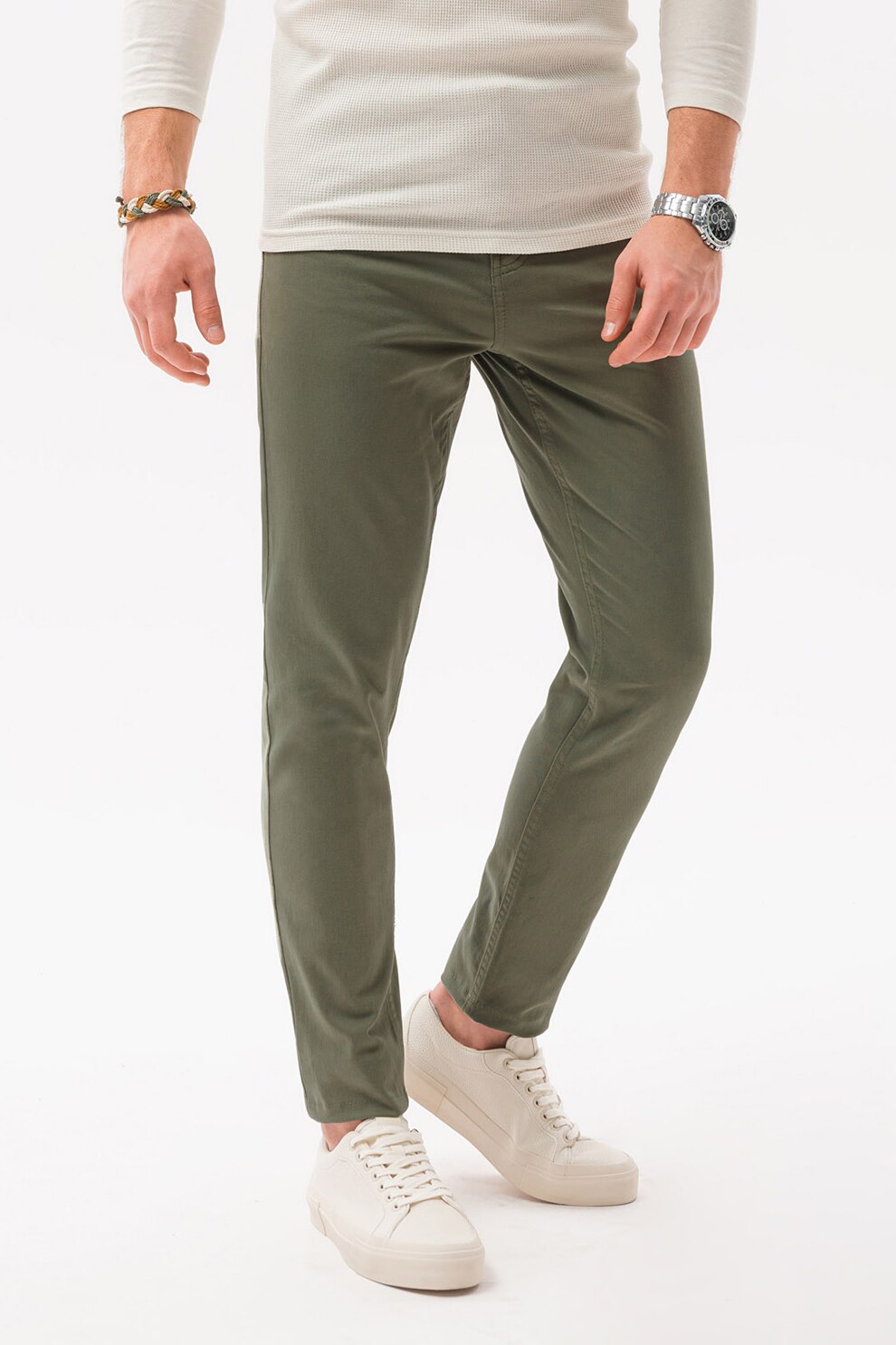 OMBRE, Pantaloni regular fit, Verde militar