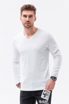 OMBRE, Bluza de bumbac cu decolteu in V, Alb OMBRE, Bluza de bumbac cu decolteu in V, Alb