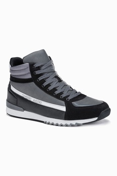 OMBRE, Pantofi sport mid-cut cu model colorblock, Gri cenusa/Gri inchis/Negru OMBRE, Pantofi sport mid-cut cu model colorblock, Gri cenusa/Gri inchis/Negru