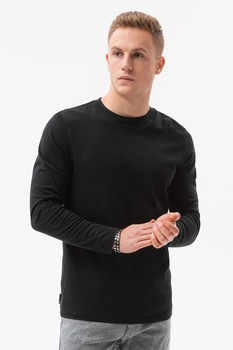 OMBRE, Bluza din bumbac cu decolteu la baza gatului, Negru OMBRE, Bluza din bumbac cu decolteu la baza gatului, Negru