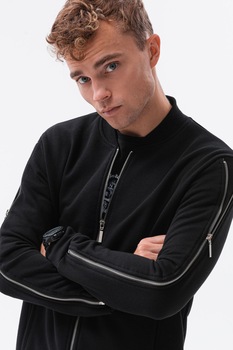 OMBRE, Bluza sport cu fermoare laterale decorative, Negru OMBRE, Bluza sport cu fermoare laterale decorative, Negru