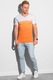 OMBRE, Tricou cu decolteu in V si buzunar pe piept, Portocaliu, M