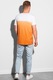 OMBRE, Tricou cu decolteu in V si buzunar pe piept, Portocaliu, M