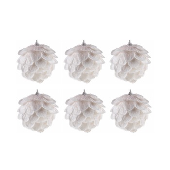 Set 6 globuri pentru bradul de Craciun, design elegant cu agatatoare, 8 cm Set 6 globuri pentru bradul de Craciun, design elegant cu agatatoare, 8 cm