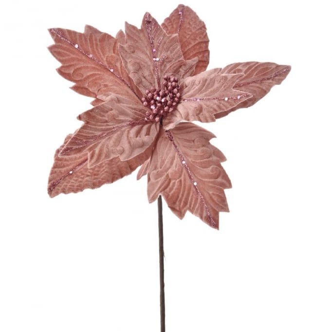 Craciunita catifea roz-gold, 32CM