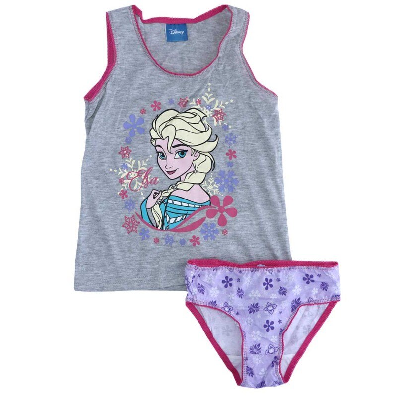 Set 2 piese, Frozen Elsa, maieu si chilot 6-7 ani Alb/Roz