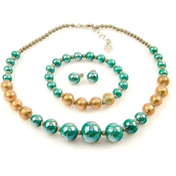 Set bijuterii Mihaela din sticla Murano, verde Set bijuterii Mihaela din sticla Murano, verde