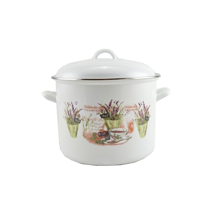 Perfect Home 13471 Zománc fazék 20 cm+fedő, levendulás