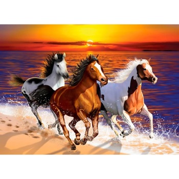 Puzzle Din Lemn Wild Horses on the Beach L, Wooden City, 505 piese Puzzle Din Lemn Wild Horses on the Beach L, Wooden City, 505 piese