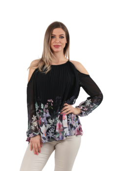 Bluza, Imprimeu floral, Umerii goi, Lipsy London, Negru, 40, Negru, 40 Bluza, Imprimeu floral, Umerii goi, Lipsy London, Negru, 40, Negru, 40