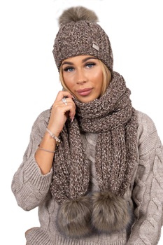 Caciula si fular cu blanita, Maro Caciula si fular cu blanita, Maro