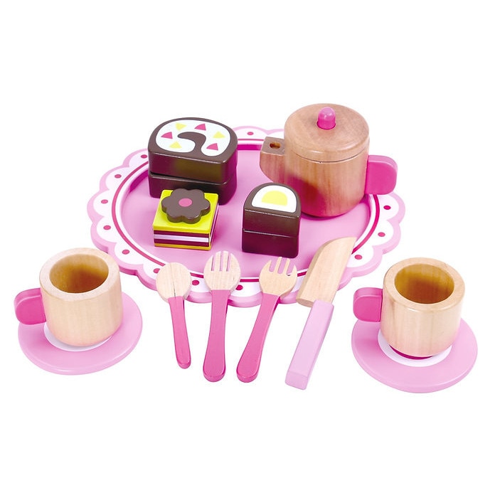Set de ceai din lemn, 15 piese, Tooky Toy & Disney Wooden Toys