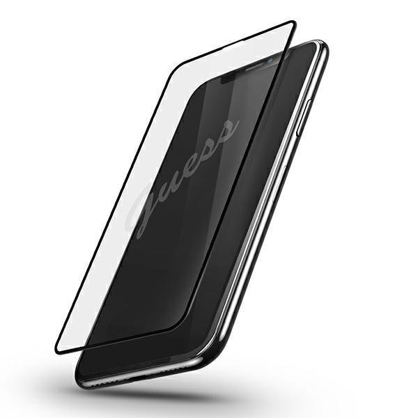Folie de protectie Guess Vintage Magic Logo pentru iPhone 12/12 Pro, Sticla securizata, Transparent/Negru