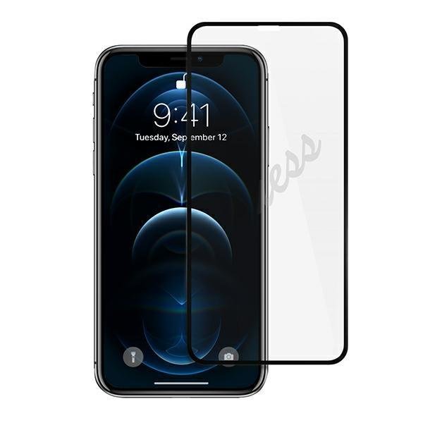 Folie de protectie Guess Vintage Magic Logo pentru iPhone 12/12 Pro, Sticla securizata, Transparent/Negru