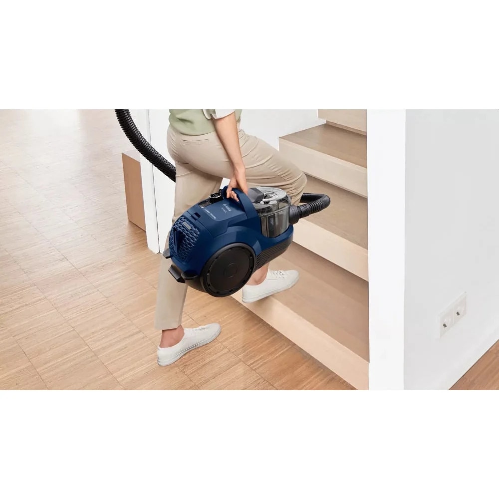 Aspirator fara sac Serie 4 Bosch BGS21X320, 550 W, 2 L, 76 dB, Filtru HEPA 13, Tehnologie Power AirCycle, Maner ergonomic, Tub telescopic, 25.8 kWh/an, Albastru inchis