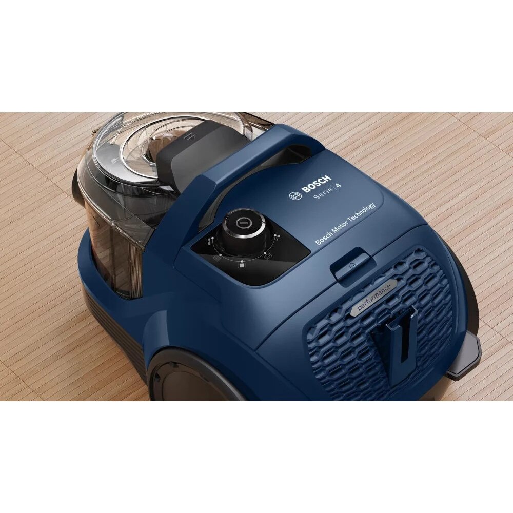 Aspirator fara sac Serie 4 Bosch BGS21X320, 550 W, 2 L, 76 dB, Filtru HEPA 13, Tehnologie Power AirCycle, Maner ergonomic, Tub telescopic, 25.8 kWh/an, Albastru inchis