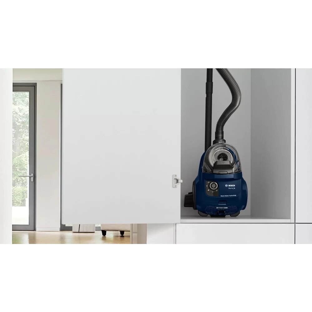 Aspirator fara sac Serie 4 Bosch BGS21X320, 550 W, 2 L, 76 dB, Filtru HEPA 13, Tehnologie Power AirCycle, Maner ergonomic, Tub telescopic, 25.8 kWh/an, Albastru inchis