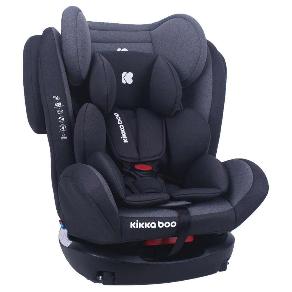 Scaun auto cu isofix KikkaBoo 0-1-2-3(0-36 kg) 4 Fix Double Isofix Dark Grey 2020