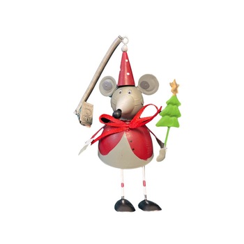 Set 2 decoratiuni pentru brad soricei, La Galleria, gri, rosu, 12 cm Set 2 decoratiuni pentru brad soricei, La Galleria, gri, rosu, 12 cm