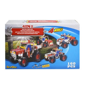 Set de construit masinute din metal, Eddy Toys, masini de teren, 4 in 1, 160 piese Set de construit masinute din metal, Eddy Toys, masini de teren, 4 in 1, 160 piese
