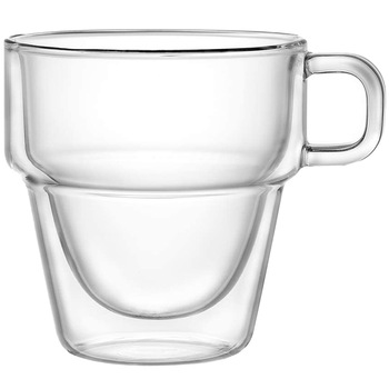 Ceasca cu pereti dubli, Quasar & Co., 250 ml, sticla termorezistenta, transparenta Ceasca cu pereti dubli, Quasar & Co., 250 ml, sticla termorezistenta, transparenta