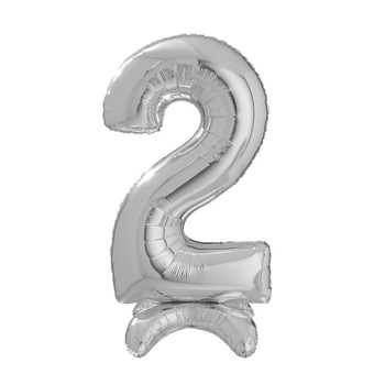 Balon folie cifra 2 argintiu Stand Up 64 cm Balon folie cifra 2 argintiu Stand Up 64 cm