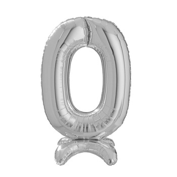 Balon folie cifra 0 argintiu Stand Up 64 cm Balon folie cifra 0 argintiu Stand Up 64 cm
