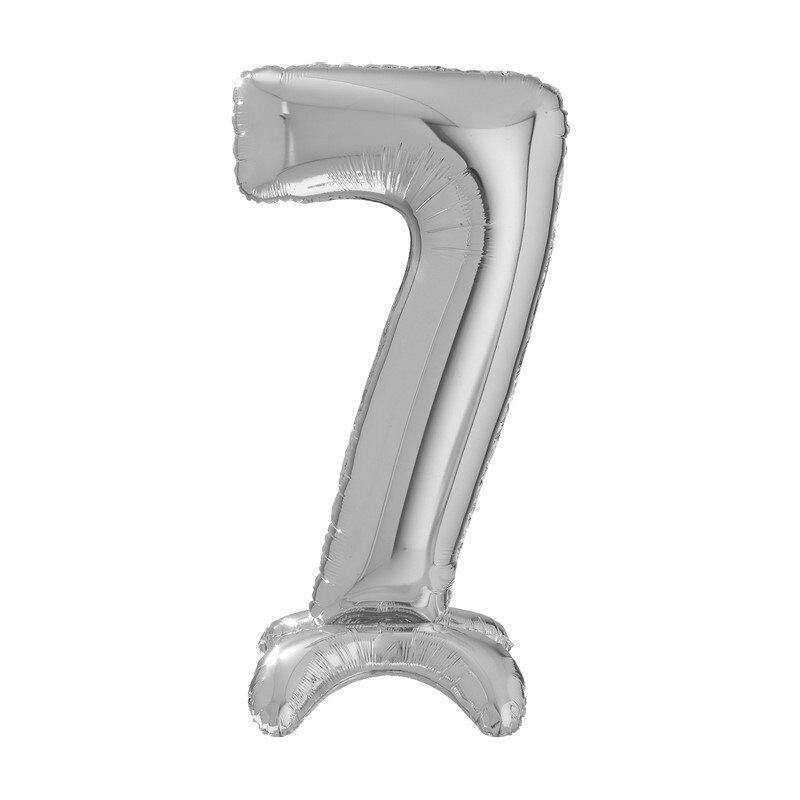 Balon folie cifra 7 argintiu Stand Up 64 cm
