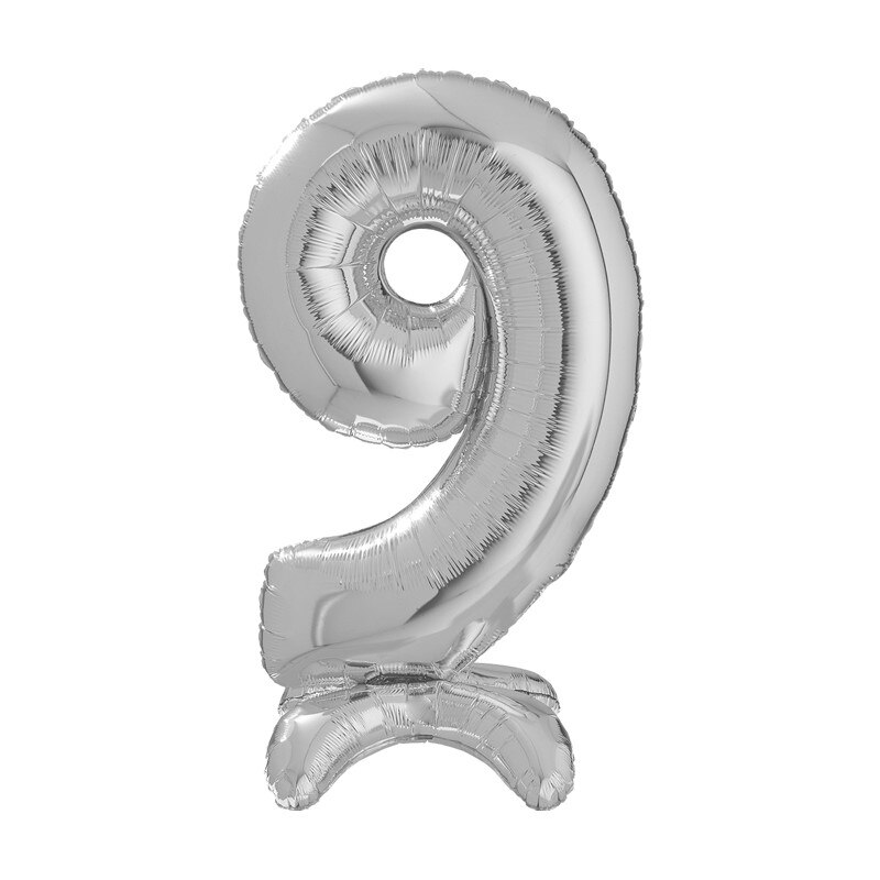 Balon folie cifra 9 argintiu Stand Up 64 cm