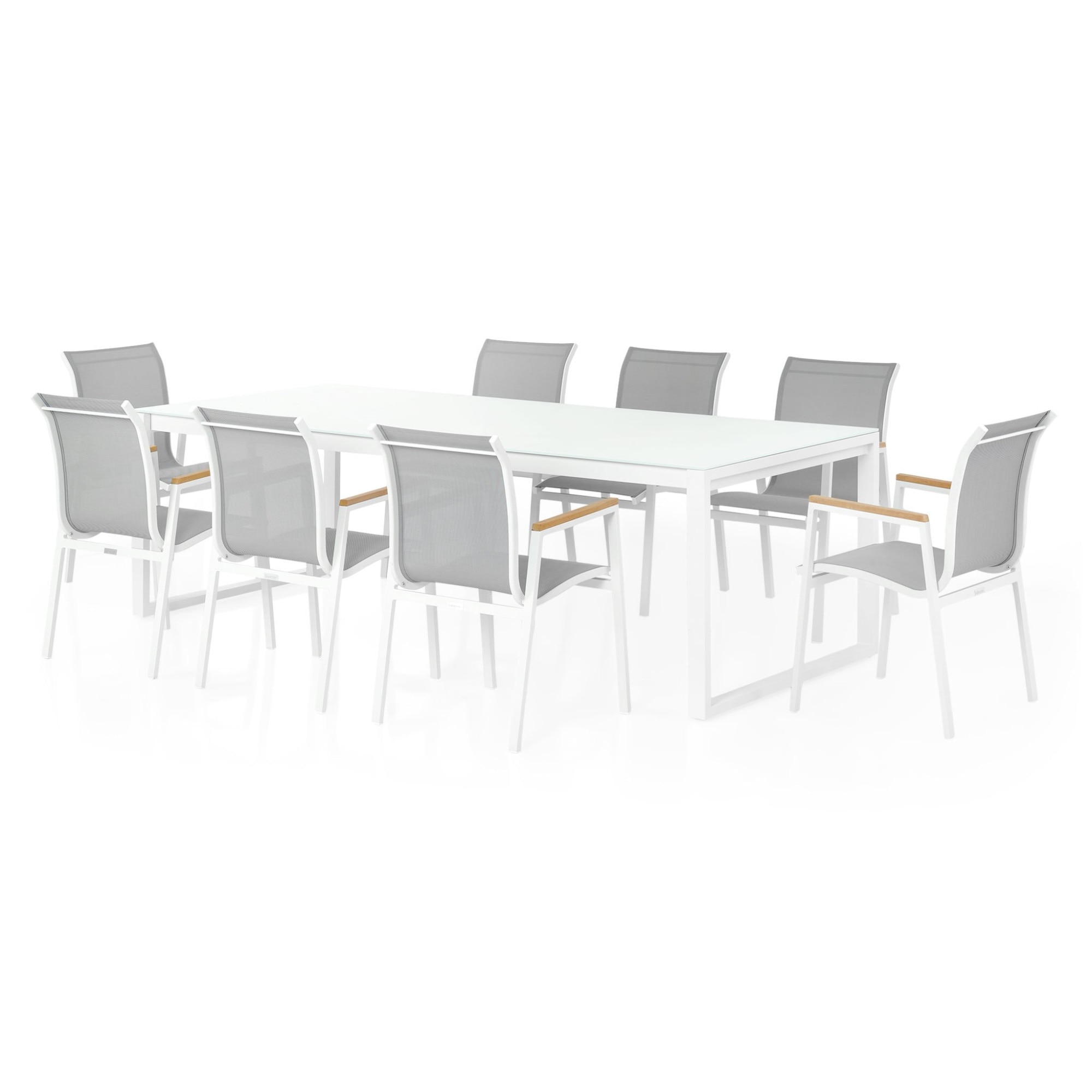 Set gradina/terasa 8 scaune si masa BELLUNO/STREAM 240x100x75 alb/gri