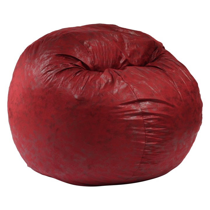 Fotoliu Pufrelax Mare, King Size, Cranberry, Gama Premium Textil, umplut cu fulgi de burete memory mix