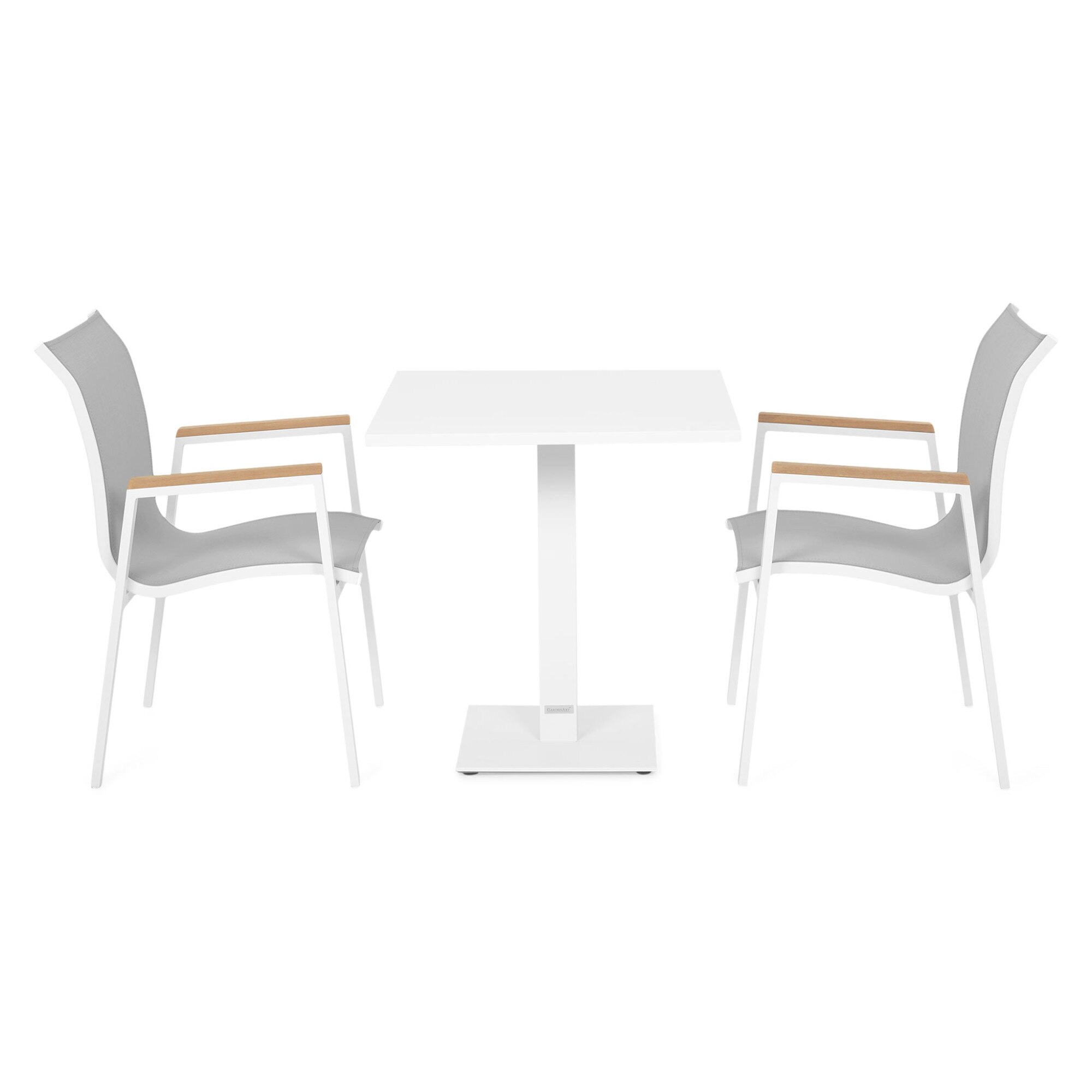 Set gradina/terasa 2 scaune si masa ARAGON/STREAM 70x70x74 alb/gri