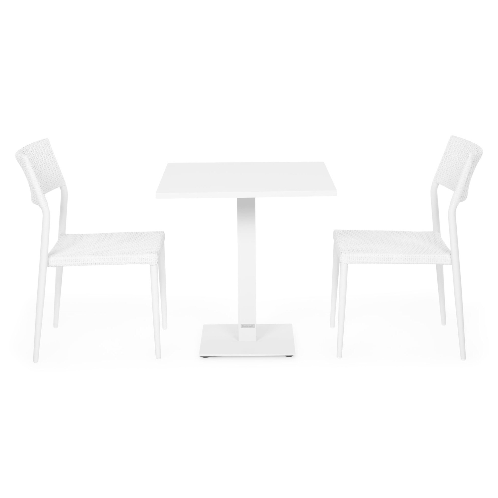 Set gradina/terasa 2 scaune si masa ARAGON/SORIA 70x70x74 alb