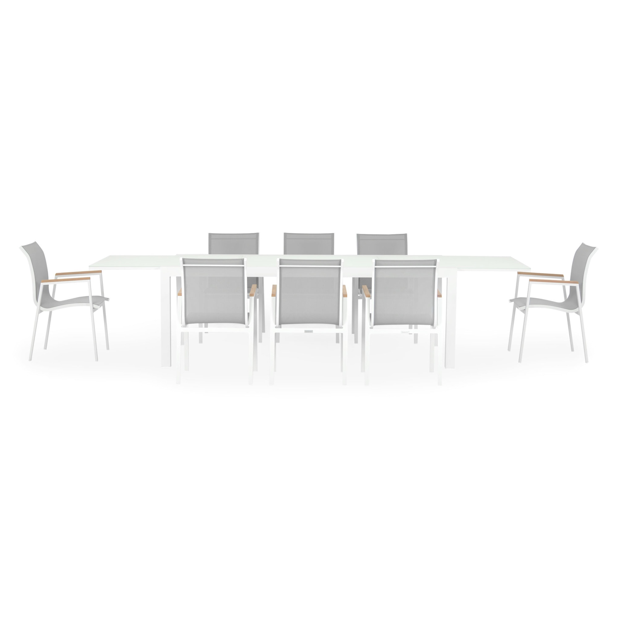 Set gradina/terasa 8 scaune si masa extensibila ARTIMES/STREAM L.220/330 l.107 H.75 alb/gri