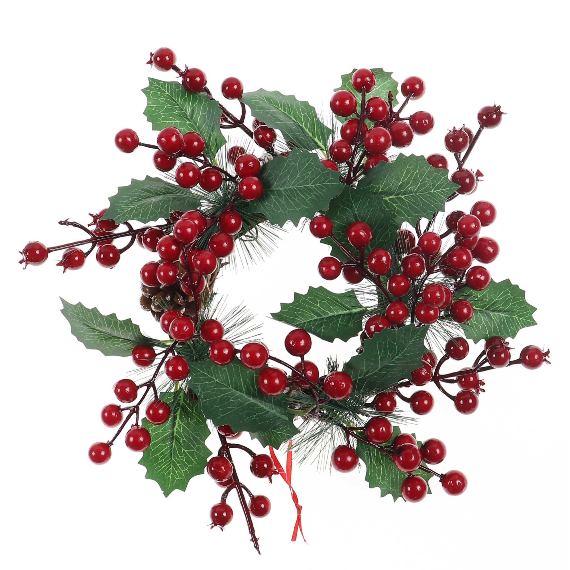 Coronita pentru Craciun impodobita cu fructe de padure si conuri de brad, diametrul 31 cm