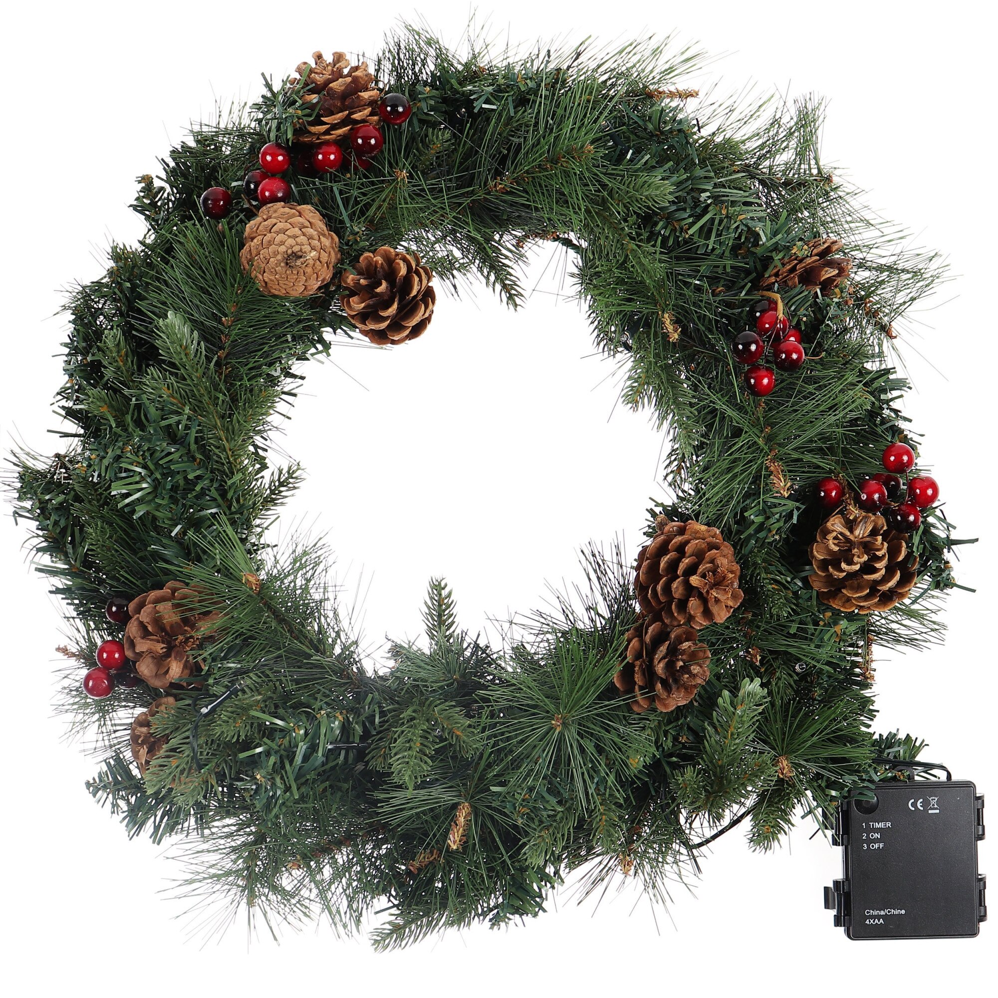 Coronita pentru Craciun cu 50 led-uri, lumina calda, 60 cm, verde