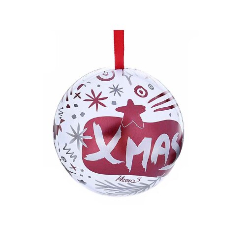 Glob Metalic Rosu/Alb/Gri spatiu de depozitare, diametreu 9 cm