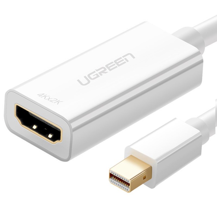 Ugreen FHD адаптер, HDMI женски към Mini DisplayPort мъжки Thunderbolt 2.0, 1080p, бял