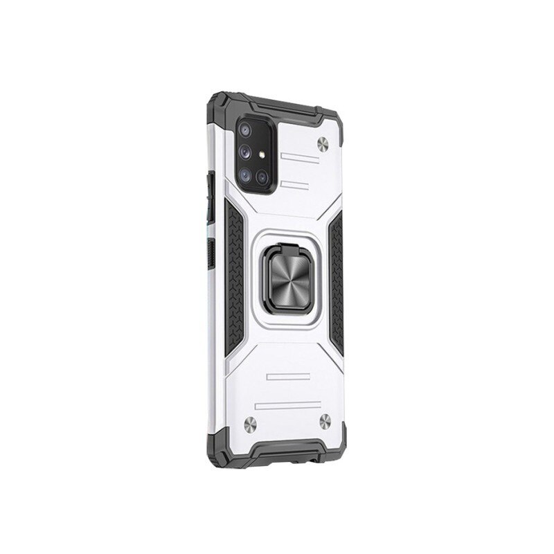 Husa Premium Ring Armor Wozinsky Pentru Samsung Galaxy A02s, Antishock Cu Ring Metalic Pe Spate - Alb
