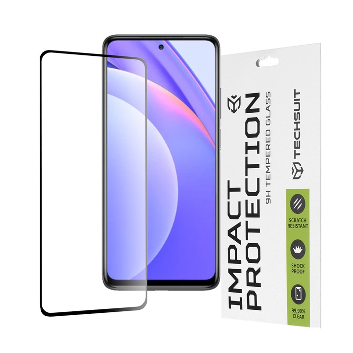 Fólia Xiaomi Mi 10T Lite 5G telefonhoz, Techsuit 111D Full Cover / Full Glue Glass, fekete